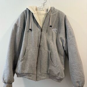 Bass Pro Shops Gray Sherpa-Lined Zip-Up Hoodie